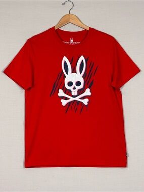 Psycho Bunny Red Graphic Logo Crewneck Tee